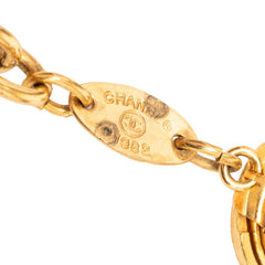 シャネル ココマーク ロゴプレート チェーン ペンダント ネックレス ゴールド ブラック メッキ レディース CHANEL 【中古】