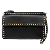 ヴァレンティノ ロックスタッズ クラッチバッグ セカンドバッグ ブラック レザー レディース VALENTINO 【中古】