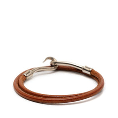 エルメス ジャンボ チョーカー ブレスレット ブラウン シルバー レザー メタル レディース HERMES 【中古】