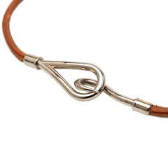エルメス ジャンボ チョーカー ブレスレット ブラウン シルバー レザー メタル レディース HERMES 【中古】