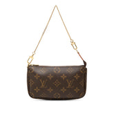 ルイ ヴィトン モノグラム チェーン ミニハンドバッグ アクセサリーポーチ ブラウン PVC レザー レディース LOUIS VUITTON 中古