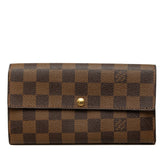 ルイ ヴィトン ダミエ ポルトフォイユ サラ 長財布 N61734 ブラウン PVC レザー レディース LOUIS VUITTON 中古