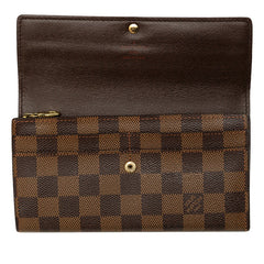 ルイ ヴィトン ダミエ ポルトフォイユ サラ 長財布 N61734 ブラウン PVC レザー レディース LOUIS VUITTON 中古