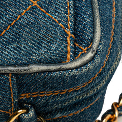 シャネル マトラッセ ココマーク チェーン ショルダーバッグ インディゴブルー ゴールド金具 デニム レディース CHANEL 【中古】