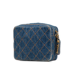 シャネル マトラッセ ココマーク チェーン ショルダーバッグ インディゴブルー ゴールド金具 デニム レディース CHANEL 【中古】