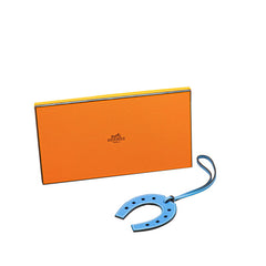 エルメス パドック シュバル 蹄鉄 バッグチャーム キーホルダー ブルー スイフト レディース HERMES 【中古】