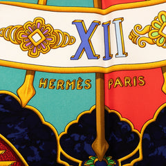 エルメス カレ90 CARPE DIEM 今日一日を楽しむ スカーフ ネイビー ゴールド マルチカラー シルク レディース HERMES 【中古】