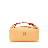 エルメス ブリッドアブラックPM ハンドバッグ オレンジ ブラウン キャンバス レディース HERMES 【中古】