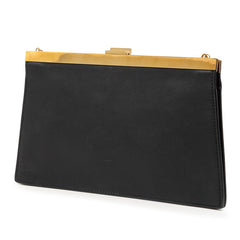 セリーヌ クラスプ チェーン ショルダーバッグ ハンドバッグ ブラック レザー メッキ レディース CELINE 【中古】