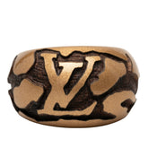 ルイ ヴィトン バーグ レオ モノグラム リング 指輪 #S M66029 メタリックゴールド ブラウン ウッド レディース LOUIS VUITTON 【中古】