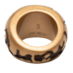 ルイ ヴィトン バーグ レオ モノグラム リング 指輪 #S M66029 メタリックゴールド ブラウン ウッド レディース LOUIS VUITTON 【中古】