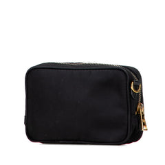 プラダ ロゴ リボン ショルダーバッグ ポーチ ブラック ナイロン レディース PRADA 【中古】