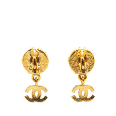 シャネル ヴィンテージ ココマーク グリポア スイング イヤリング ゴールド ブラック メッキ カラーストーン レディース CHANEL 【中古】