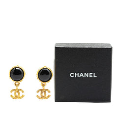 シャネル ヴィンテージ ココマーク グリポア スイング イヤリング ゴールド ブラック メッキ カラーストーン レディース CHANEL 【中古】