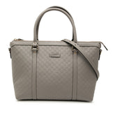 グッチ マイクロ グッチシマ ハンドバッグ ショルダーバッグ 2WAY 449656 グレー レザー レディース GUCCI 中古