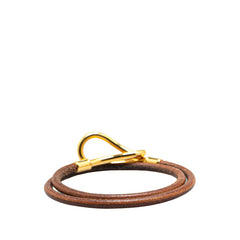 エルメス アタメ ブレスレット ゴールド ブラウン メッキ レザー レディース HERMES 【中古】
