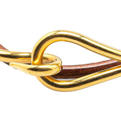 エルメス アタメ ブレスレット ゴールド ブラウン メッキ レザー レディース HERMES 【中古】