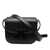 セリーヌ トリオンフ ミニ クロード 斜め掛け ショルダーバッグ ブラック レザー レディース CELINE 中古