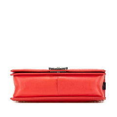 シャネル ボーイシャネル ココマーク チェーン ショルダーバッグ ハンドバッグ レッド シルバー ラムスキン レディース CHANEL 【中古】