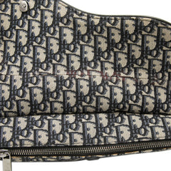 ディオール × Alex Foxton アレックス フォクストン オブリーク サドルバッグ ボディバッグ ウエストバッグ ショルダーバッグ ベージュ ネイビー キャンバス レザー レディース Dior 【中古】