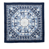 エルメス カレ90 冬の華 Fleurs D'hiver スカーフ ネイビー マルチカラー シルク レディース HERMES 【中古】