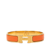エルメス クリックH PM ブレスレット バングル ゴールド オレンジ エナメル メッキ GP レディース HERMES 【中古】