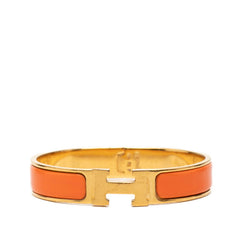 エルメス クリックH PM ブレスレット バングル ゴールド オレンジ エナメル メッキ GP レディース HERMES 【中古】