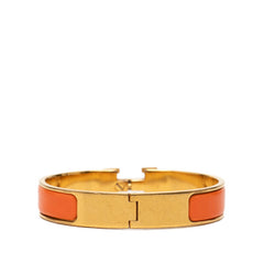 エルメス クリックH PM ブレスレット バングル ゴールド オレンジ エナメル メッキ GP レディース HERMES 【中古】