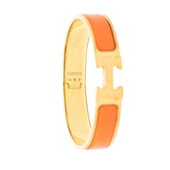 エルメス クリックH PM ブレスレット バングル ゴールド オレンジ エナメル メッキ GP レディース HERMES 【中古】