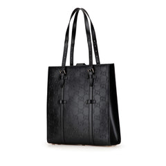 グッチ GGエンボス トートバッグ ハンドバッグ 700421 ブラック レザー レディース GUCCI 【中古】