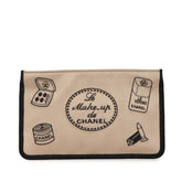 シャネル コスメ柄 ポーチ ベージュ サテン レディース CHANEL 【中古】