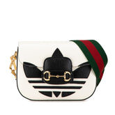 グッチ × アディダス adidas ホースビット 斜め掛け ショルダーバッグ 658574 ホワイト ブラック レザー レディース GUCCI 【中古】