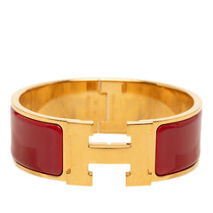 エルメス クリッククラックH PM ブレスレット ゴールド レッド メッキ エナメル レディース HERMES 中古