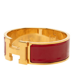 エルメス クリッククラックH PM ブレスレット ゴールド レッド メッキ エナメル レディース HERMES 中古