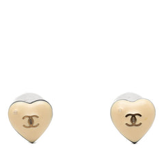シャネル ココマーク ハートモチーフ ピアス 00A刻印 アイボリー ブラック プラスチック メタル レディース CHANEL 【中古】
