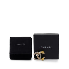 シャネル ココマーク ブローチ A21C ゴールド メッキ ラインストーン フェイクパール レディース CHANEL 【中古】