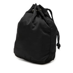 プラダ 三角ロゴプレート 巾着ポーチ 小物入れ ブラック ナイロン レディース PRADA 【中古】