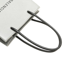 バレンシアガ ショッピングトート XXS ハンドバッグ ショルダーバッグ 2WAY 597858 グレー レザー レディース BALENCIAGA 【中古】