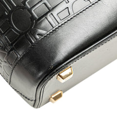 セリーヌ ロゴ エンボス ハンドバッグ トートバッグ ブラック レザー レディース CELINE 【中古】