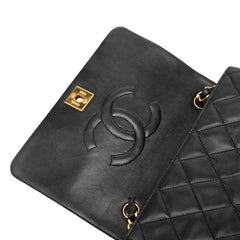 シャネル マトラッセ ココマーク 斜め掛け チェーン ショルダーバッグ ブラック ラムスキン レディース CHANEL 【中古】