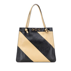グッチ ズゥミ ホースビット バイカラー トートバッグ ショルダーバッグ 576463 ブラック グレージュ レザー レディース GUCCI 【中古】