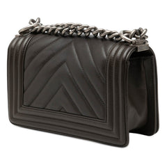 シャネル ココマーク ミニボーイシャネル シェブロン チェーン ショルダーバッグ ブラック ラムスキン レディース CHANEL 【中古】