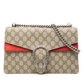 グッチ GGスプリーム ディオニュソス ミディアム チェーン ショルダーバッグ 400249 レッド ベージュ PVC スウェード レディース GUCCI 【中古】