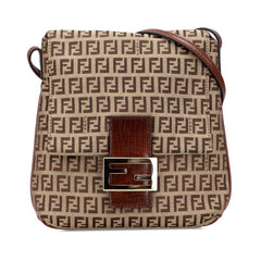 フェンディ ズッキーノ ショルダーバッグ 8BT075 ブラウン キャンバス レザー レディース FENDI 【中古】