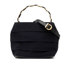 サルヴァトーレフェラガモ ヴァラ ハンドバッグ ショルダーバッグ 2WAY ネイビー ゴールド ナイロン レザー レディース Salvatore Ferragamo 【中古】