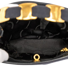 サルヴァトーレフェラガモ ヴァラ ハンドバッグ ショルダーバッグ 2WAY ネイビー ゴールド ナイロン レザー レディース Salvatore Ferragamo 【中古】