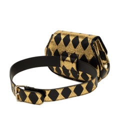 グッチ チルドレンズ ボディバッグ ウエストバッグ 605112 ゴールド ブラック レザー レディース GUCCI 中古