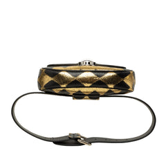 グッチ チルドレンズ ボディバッグ ウエストバッグ 605112 ゴールド ブラック レザー レディース GUCCI 中古