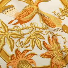エルメス カレ90 Caraïbes カリブ鳥 スカーフ ブラウン系 シルク レディース HERMES 中古