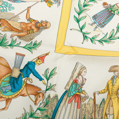 エルメス カレ90 COSTUMES CIVILS ACTUELS 現代市民の服装 スカーフ ネイビー マルチカラー シルク レディース HERMES 中古